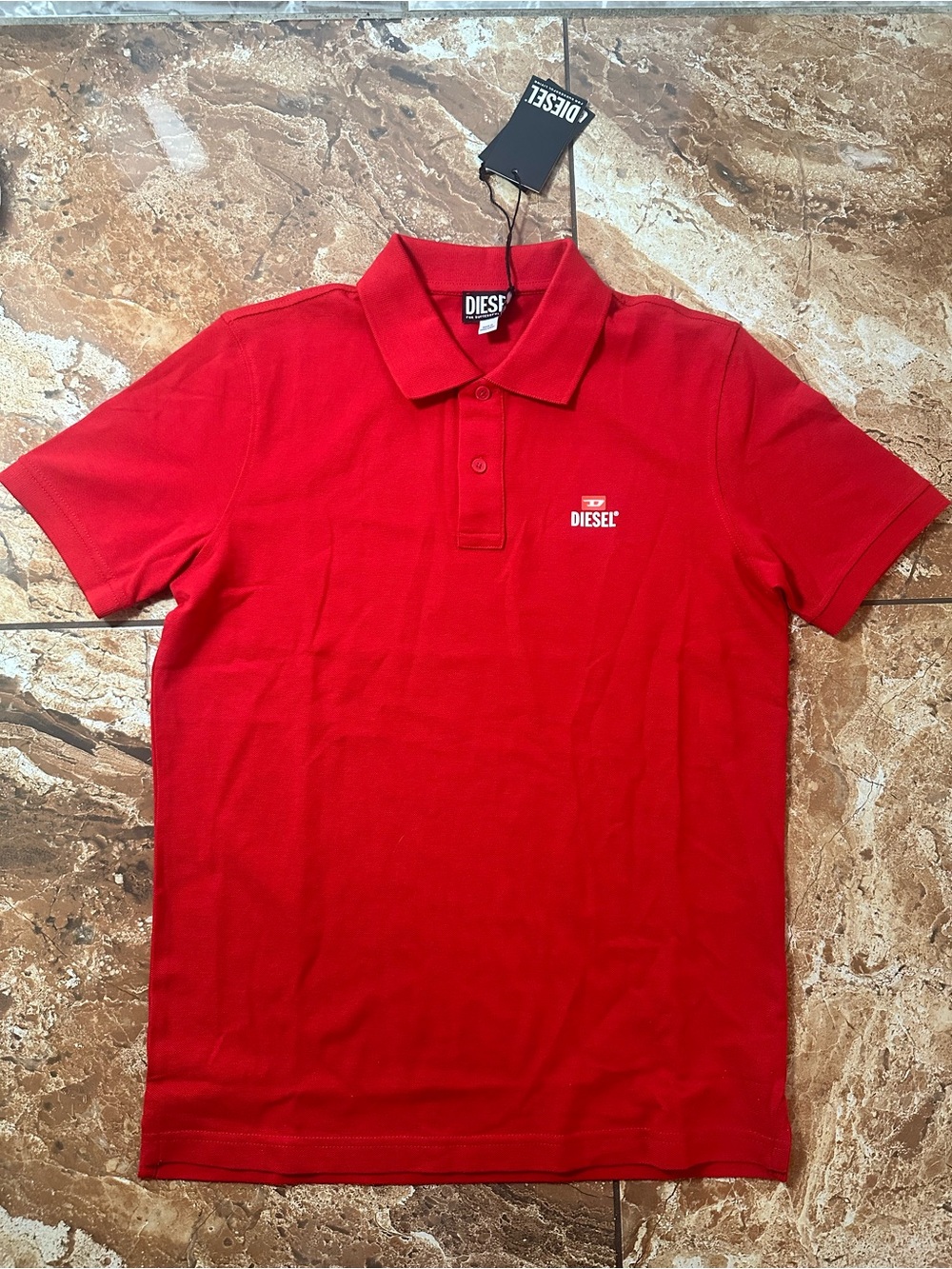 Diesel Short-Sleeve Polo in Bright Red